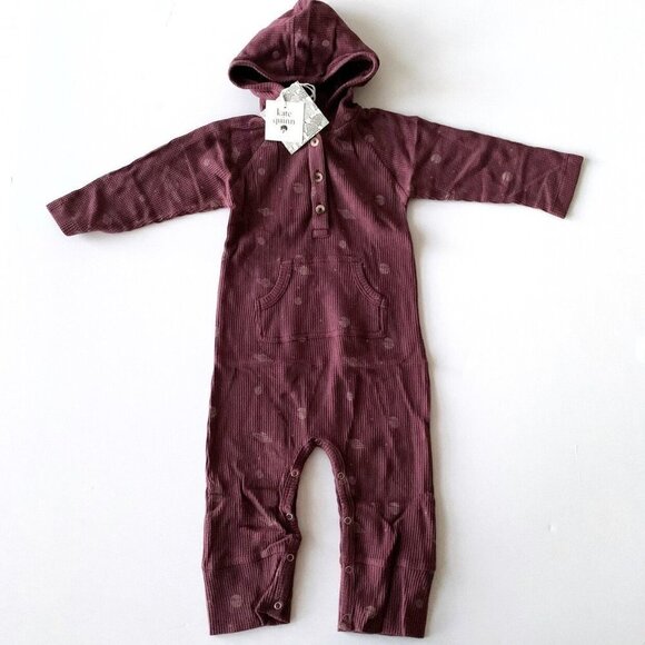 NWT Kate Quinn Organics Long Sleeve Hooded Sport Jumpsuit  6-12 Months - Picture 1 of 5